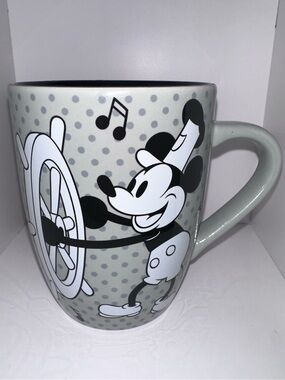 Disney Gray and Black Classic steamboat Willie Ceramic Mug